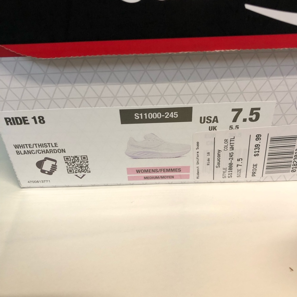 NIB Saucony Ride 18 White And Lavender Womens Tennis Shoe Multi Sizes - Picture 7 of 10
